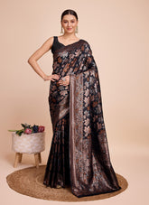 Black Colour Saree Looking Plump